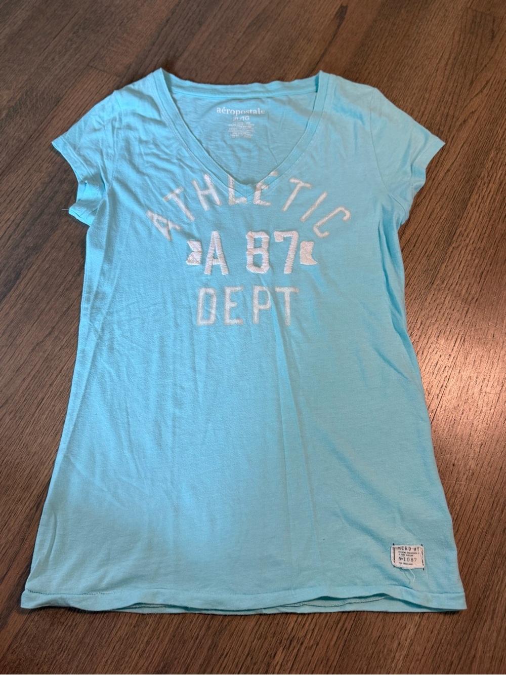 Aeropostale Y2K Teal V-Neck Baby Tee